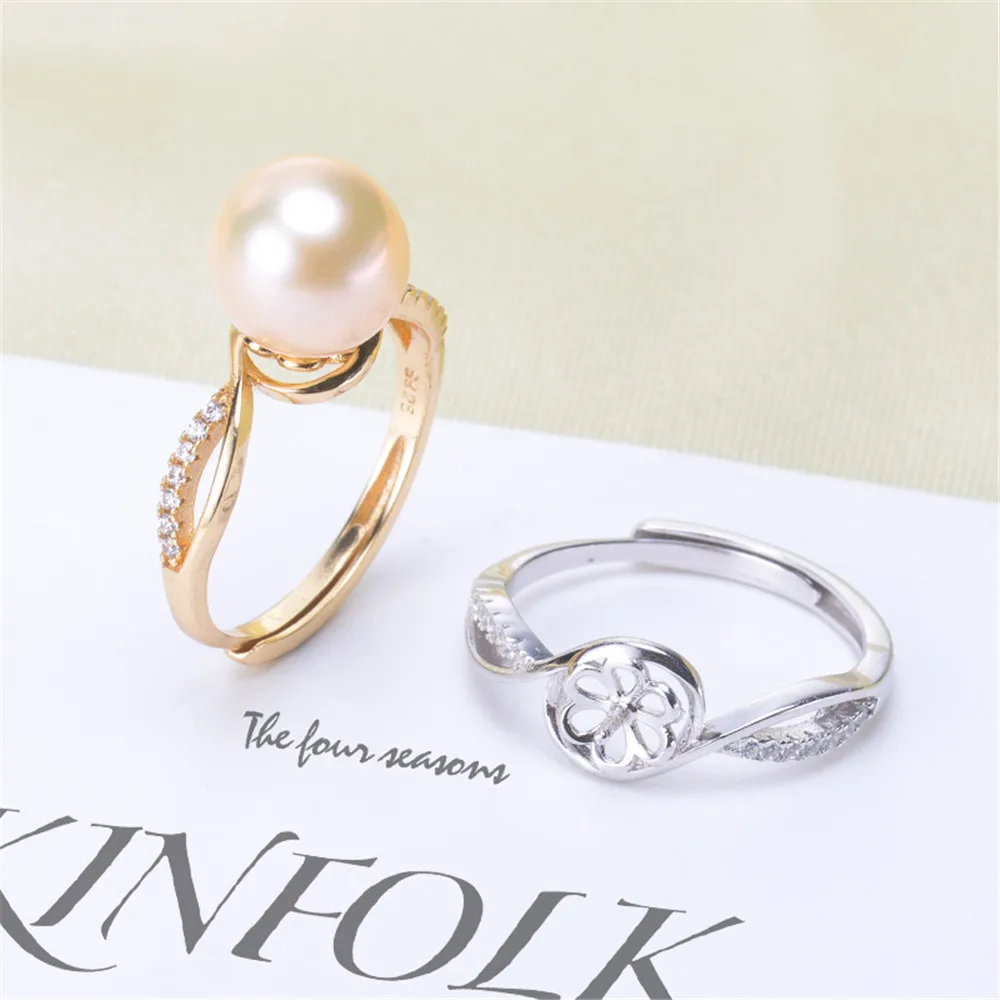 

DIY Pearl Ring Settings S925 sterling silver accessories Fashion ring holder is suitable for mounting 7-9mm beads