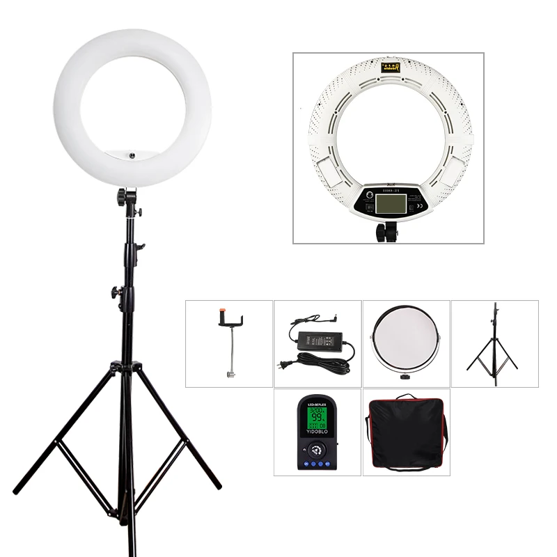 

Yidoblo FE-480II White Photo Studio LED Ring Light Lamp+ Bag + Tripod Set Lamp RC Photographic Lighting 5500K 480LED Lights