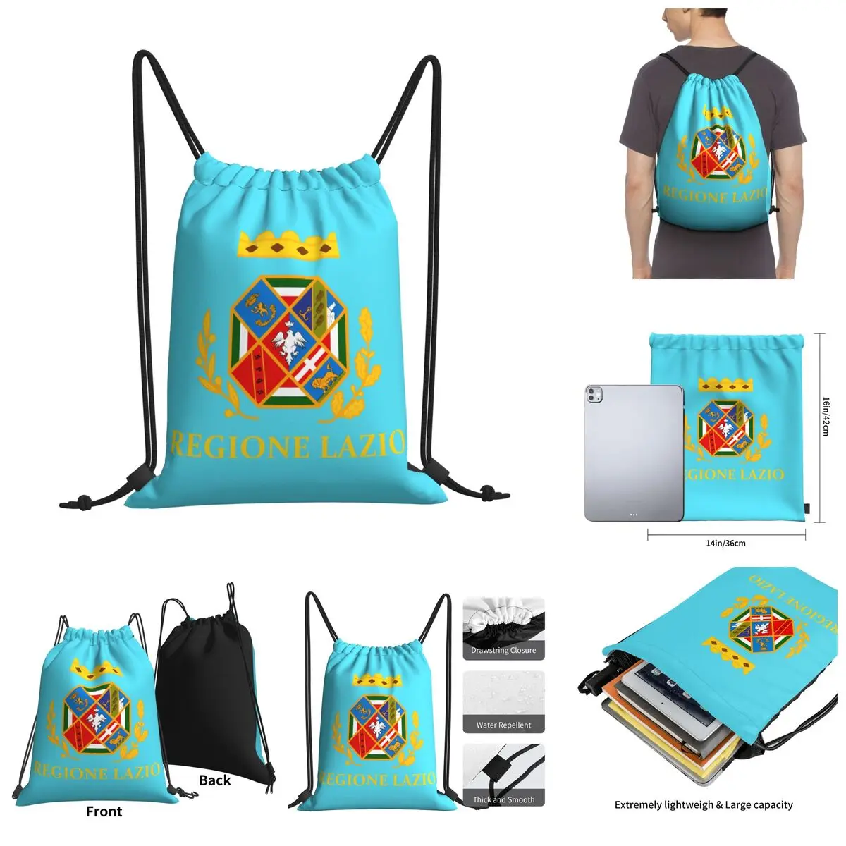 

Flag Of Lazio Drawstring Bags Gym Bag Novelty Backpack Humor Graphic regions of Italy Infantry pack