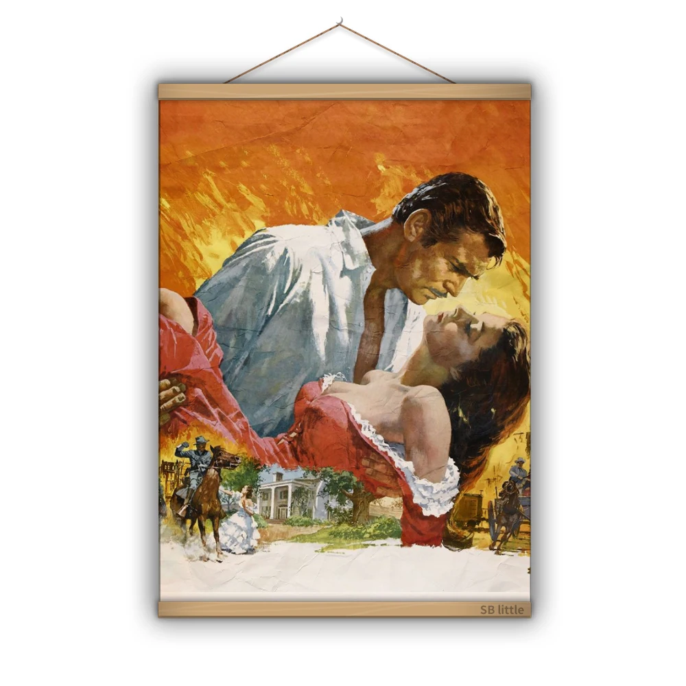 

Gone with the Wind Movie Series Classic Retro Poster Scroll Art Print Canvas Poster Painting Decor Unframed Tapestry