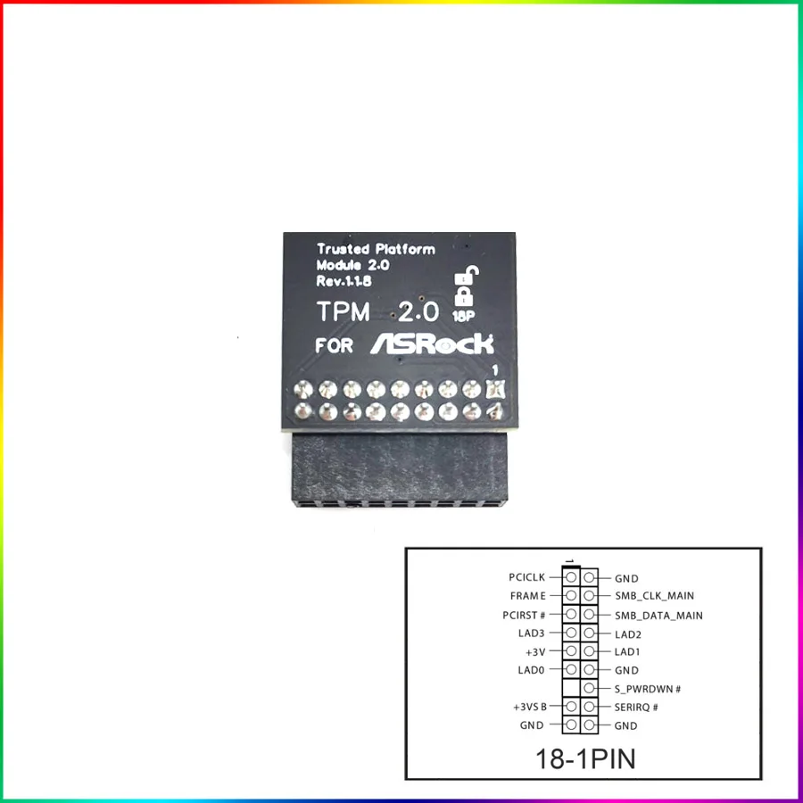 Peça Tpm 2.0 Placa do Módulo de Segurança para Asrock 18pin Lpc Placa-mãe para Windows 11 Sistema 1