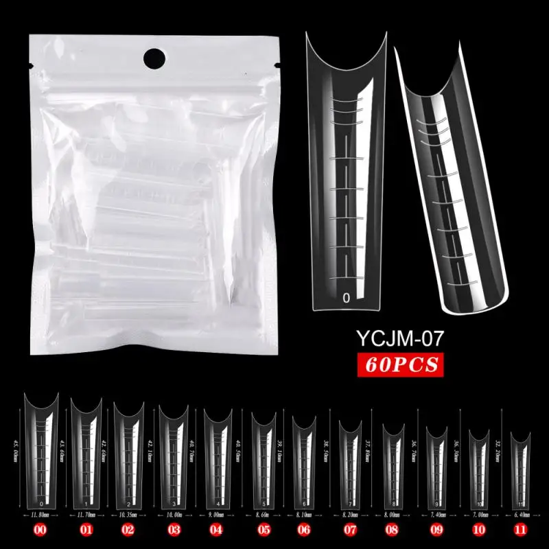 

60Pcs Clear Nail Forms Nail System Quick Building Gel Mold Tips Nail Extension Form UV Extension Gel Mold For Nail Extend