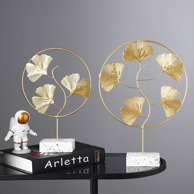 

Креативное украшение для экрана, золотой лист гинкго, искусственное растение для гостиной, крыльца, телевизора, кабинета, искусственное укр...