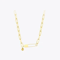 enfashion fake safety pin necklaces for women gold color chain necklace with bead 2020 fashion jewelry collar christmas p203158