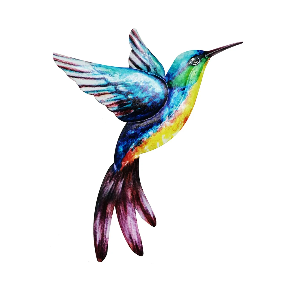 

1pc Colorful Artificial Bird Metal Crafts Wall Art Sculpture Sticker Outdoor Hanging Ornament For Garden Home Decor