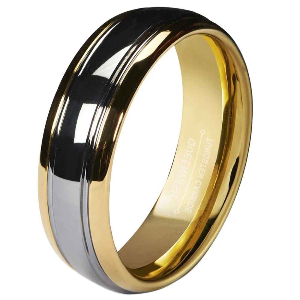 

Tungsten Carbide Ring 6mm Dome Gold Silver Color Wedding Bands with High Polished Finish Couple Rings for Lovers