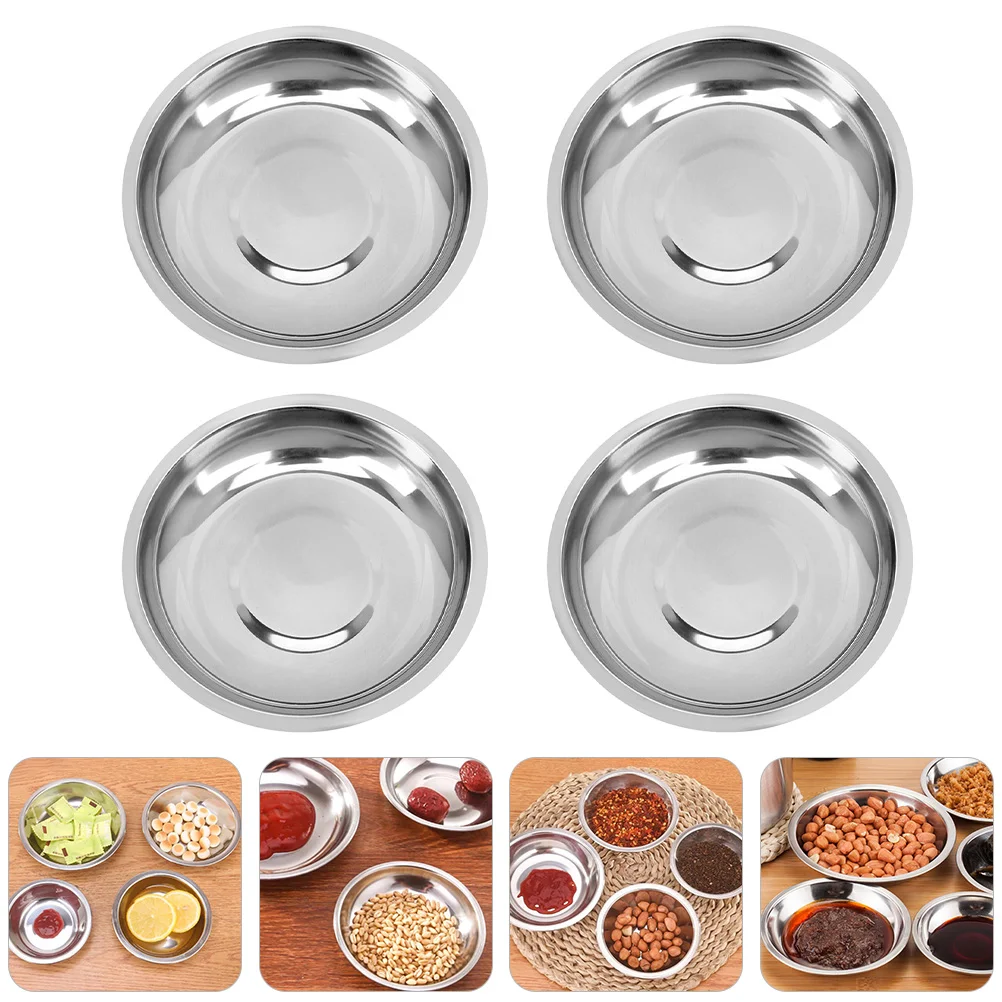 

Sauce Dish Dipping Dishes Bowls Plate Bowl Soy Steel Stainlesssushiseasoning Plates Condiment Appetizer Mini Round Serving