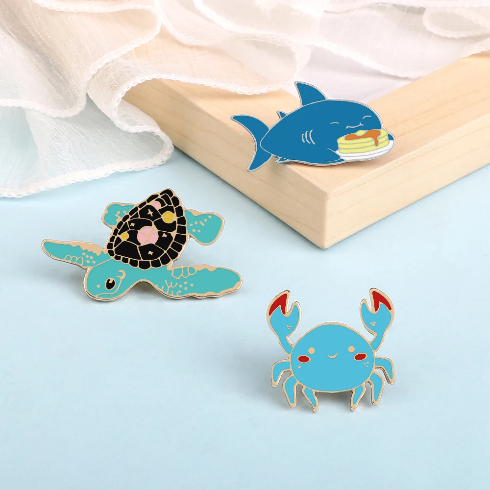Забавный организм океана эмалированная булавка мультфильм красивая черепаха