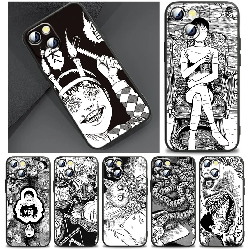 

Junji Ito Japanese horror manga Cover For Apple iPhone 14 13 12 11 SE XS XR X 7 8 6 mini Plus Pro MAX 2020 Black Phone Case