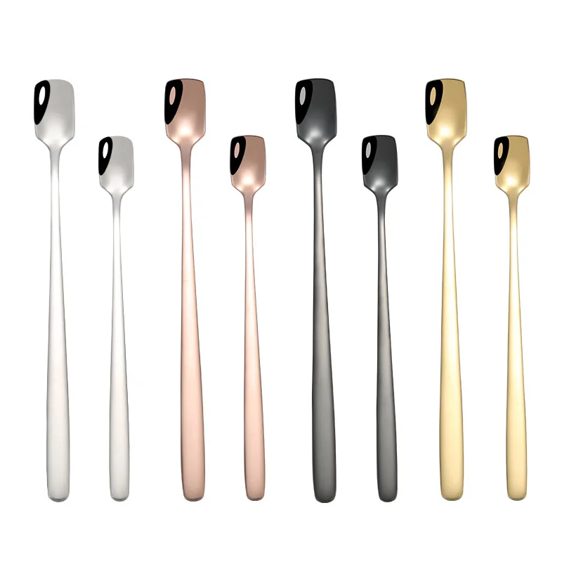 

304 Stainless Steel Long Handled Coffee Spoon Ice Cream Dessert Teaspoons Stirring Spoon For Picnic Kitchen Accessories Bar Tool