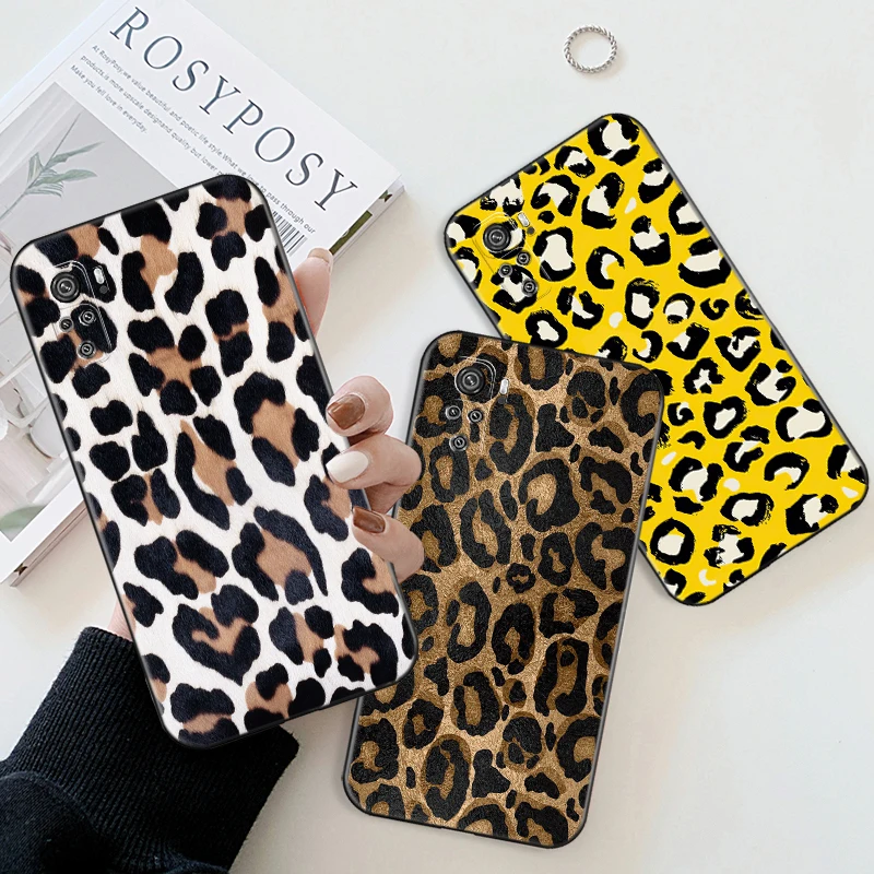 

Phone Case For Xiaomi Redmi 9 9i 9AT 9T 9A 9C Note 10 10T 5G 10S 11T 11 Pro Plus Fashion Leopard Pattern Soft TPU Black Cover