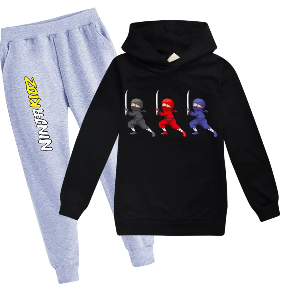 Ninja Kidz Casual Kids Clothes Boys Brand Tracksuit Tops Pants 2pcs Children Boy Spring Autumn Outfits Girls Hoodie Pants Sets