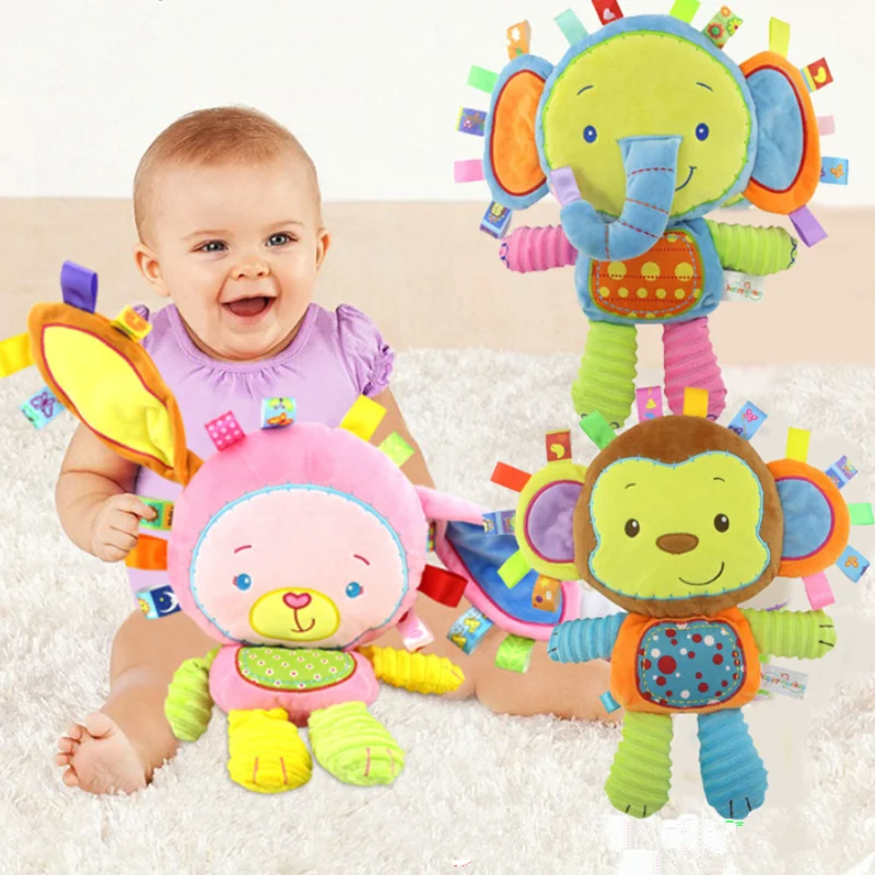 

33cm Baby Rattles Toys Pacify Doll Plush Animal Elephant/Monkey/Lion/Rabbit Hand Bells Newbron Toys