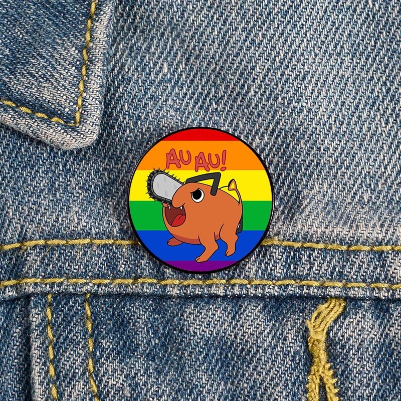 

Rainbow Pride Pin Pochita Chainsaw Man cute Custom Brooches Shirt Lapel teacher tote Bag Badge Cartoon gift pins for women