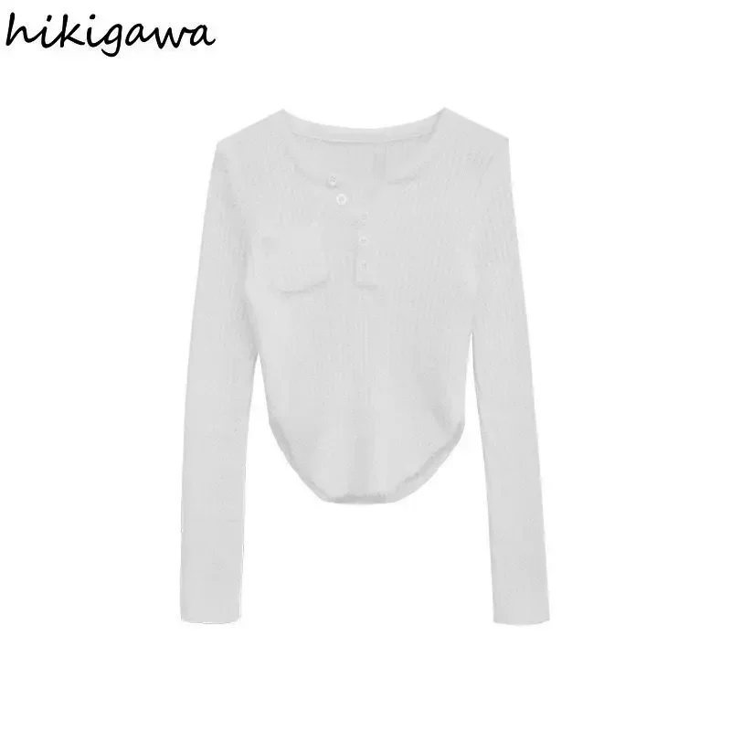 Белый свитер женский 2024 Ropa Mujer туника с круглым вырезом пушистый джемпер модный