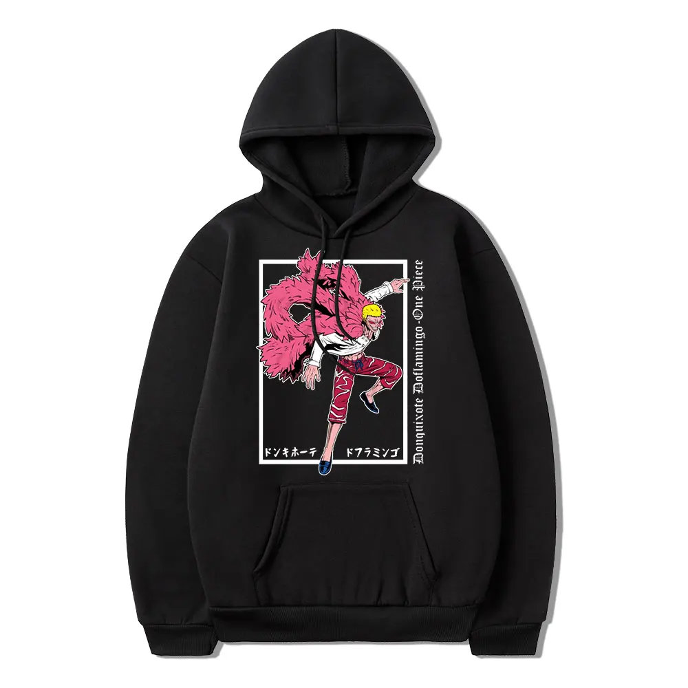 

Donquixote Doflamingo Japanese Anime One Piece New Product Fashion Print Winter Long-sleeved Thickened Loose Casual Man Hoodie