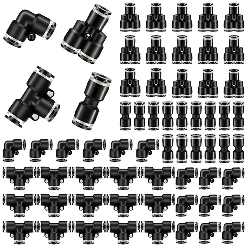 

Hot Push To Connect Fittings Air Line Pneumatic Fittings Kit 60 Pieces Quick Release Pneumatic Connectors Air Line Fittings