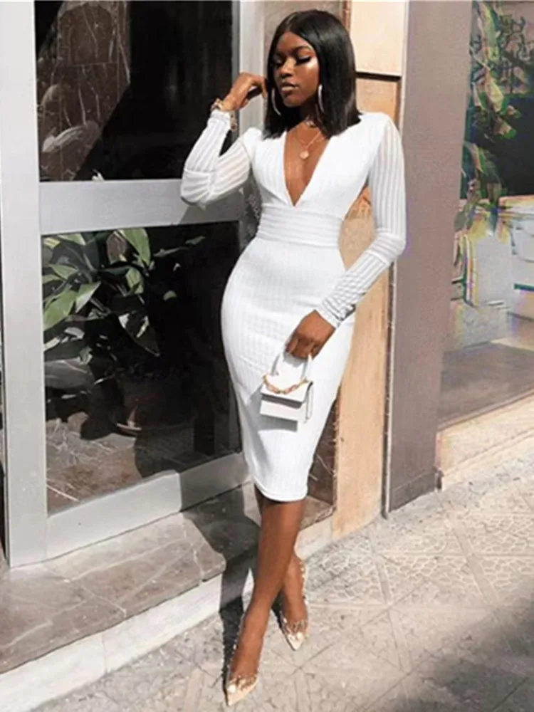 

New Women Sexy Designer Long Sleeve Black White Bandage Dress 2022 Ladies Elegant Celebrity Bodycon Party Dress Vestido