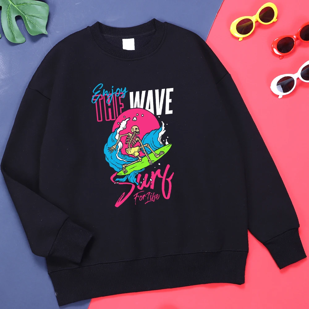 

Skeleton Enjoy The Wave Surf For Life Mens Hoodie Fashion Classic Tracksuit Classic Harajuku Streetwear Outdoor Loose Clothes