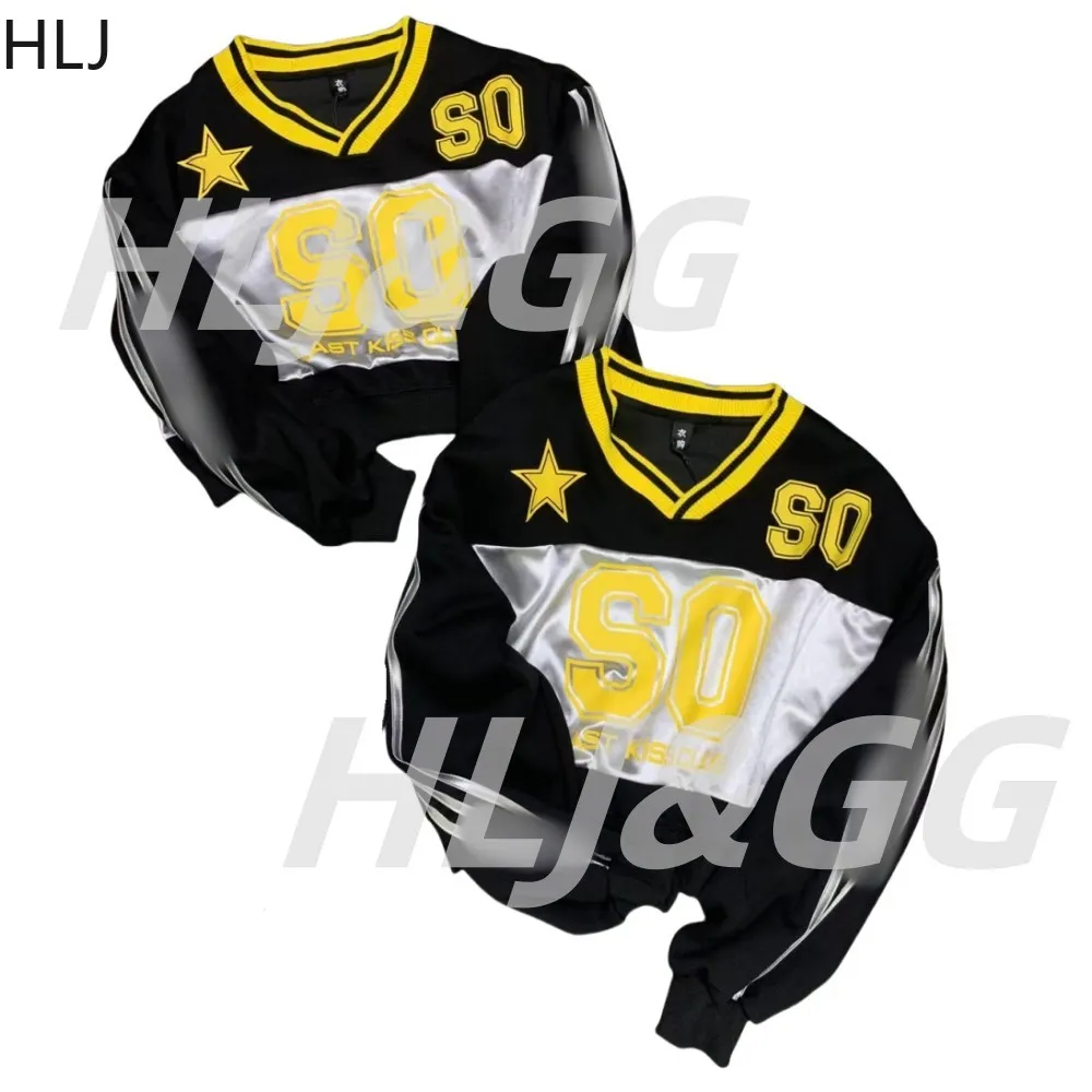 HLJ Модная уличная одежда для женщин Пуловер с v-образным вырезом и длинными