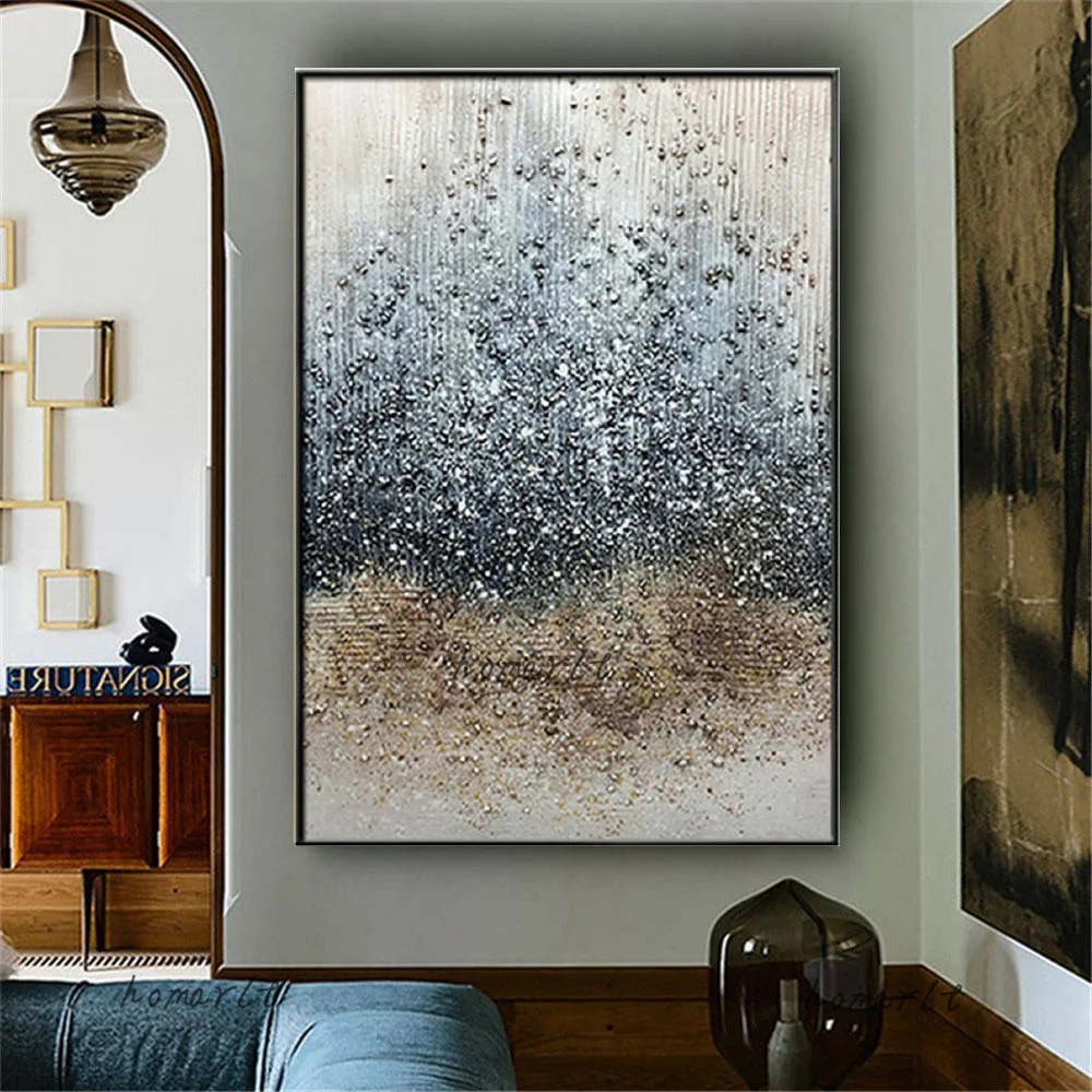 

Latest Design Of Coarse Grain Murals Sandy Gray Abstract Oil Painting On Canvas Handmade Modern Wall Image Art Decor Living Room