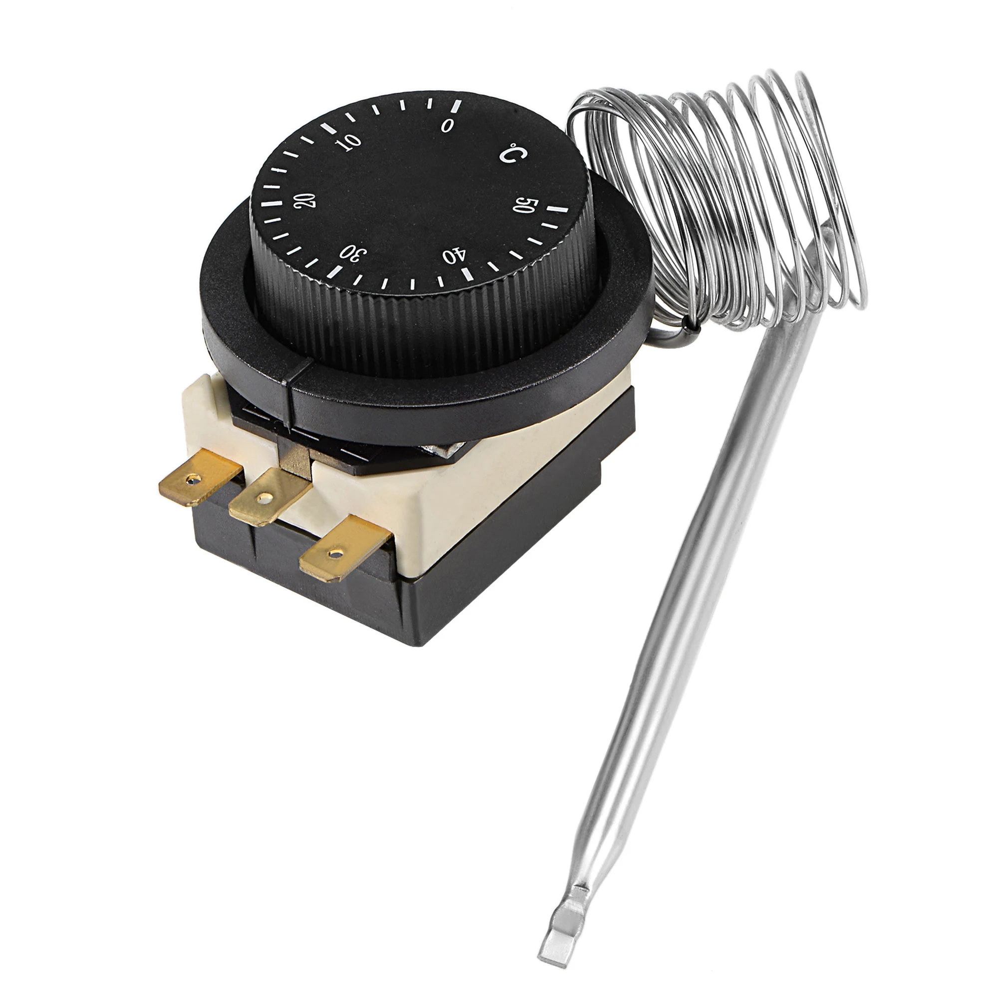 

1NO 1NC 250/380V 16(2)A 0-50℃ Temperature Control Switch Capillary Thermostat 1.5m Length with 2 Screws for Electric Oven Heater