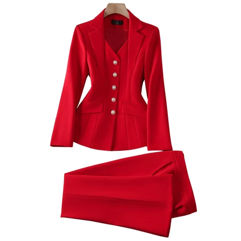 Женский костюм YUCHENSHANG 2 предмета белый красный полиэстер спандекс