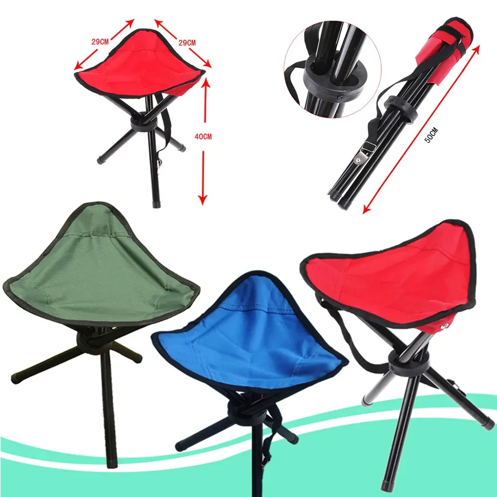 Folding Chair Portable Three-legged Stool Outdoor Fishing Stool Sillas De Playa Portable Folding Stool Iron Pipe Stool