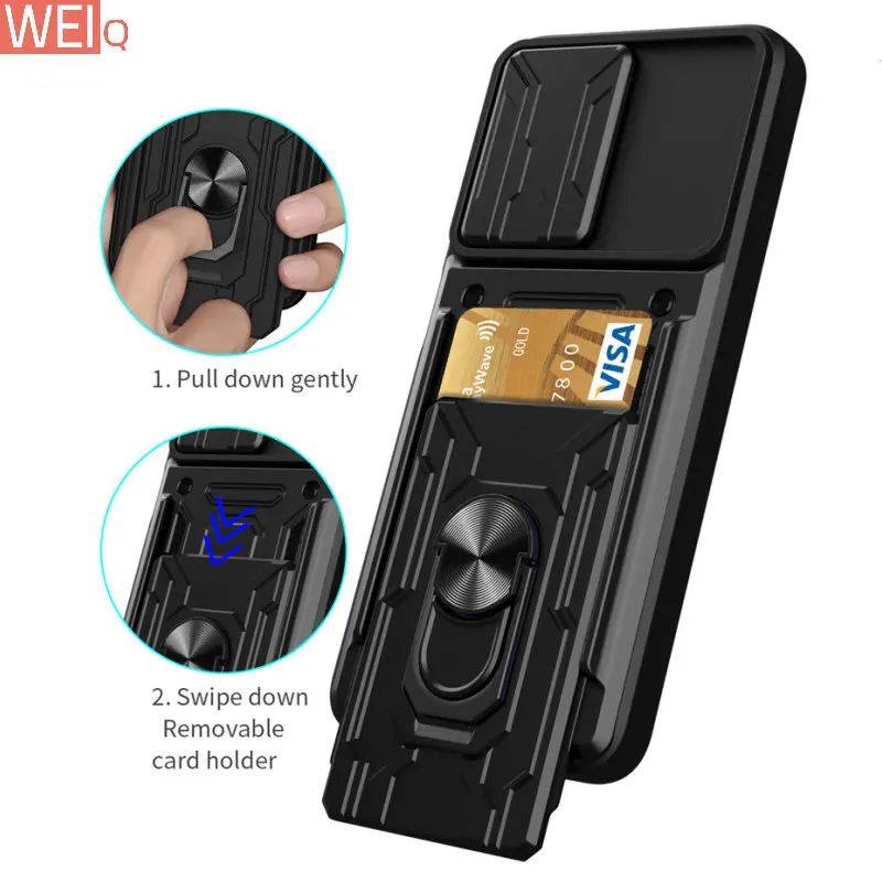 

For Poco F3 F4 GT 5G Case Magnetic Ring Holder Armor Cases For Poko Poxo Little PocoF3 F 3 M4 M5S X4 X5 Pro Card Slot Back Cover