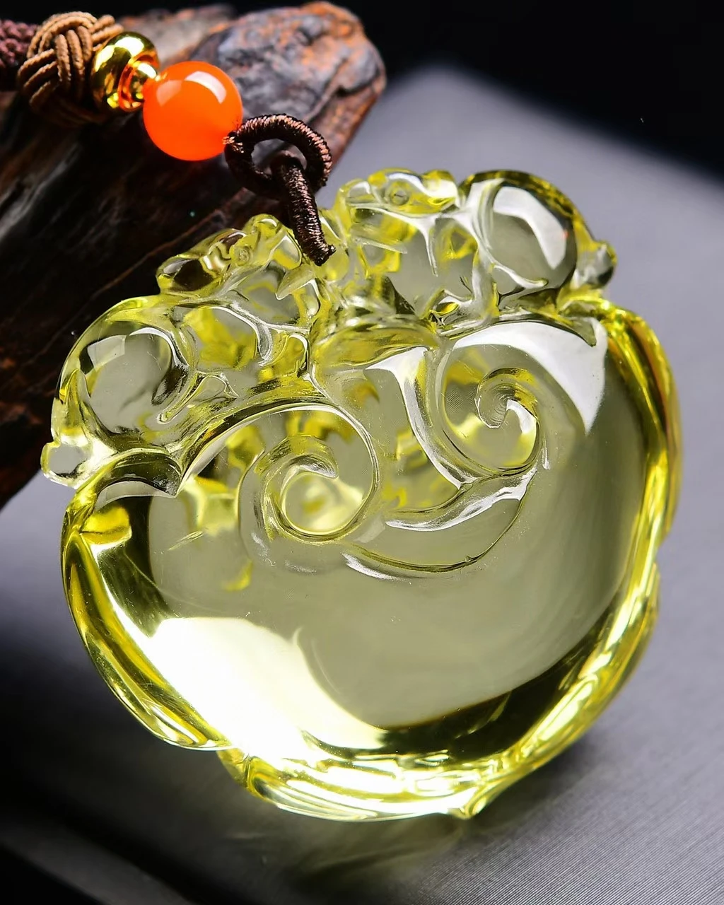 

Natural Yellow Citrine Quartz Safe Lock Pendant Women Wealthy 45*44*22mm Gold Citrine Fashion Bead Necklace AAAAA