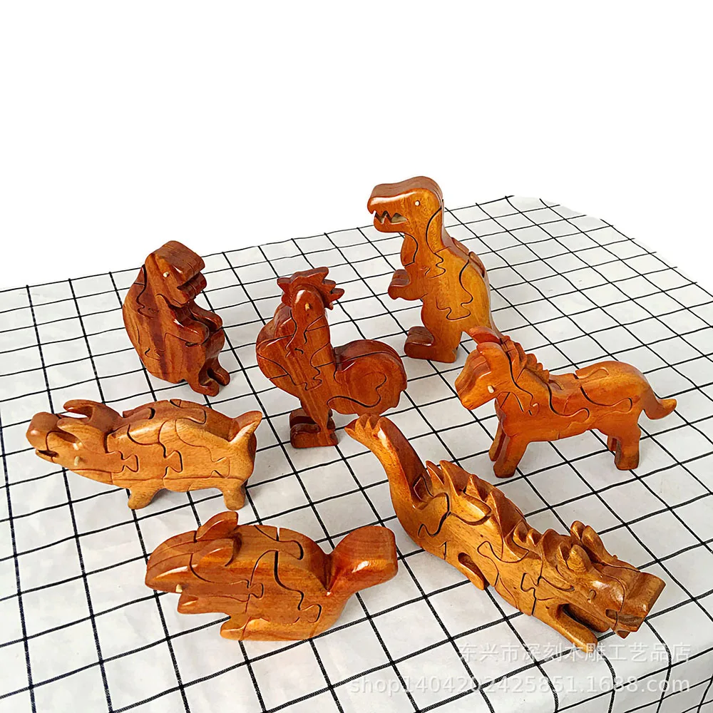

Zodiac fFull Set Of Wooden Children's Puzzle Unlock Mortise And Tenon Toy Model Difficult Animal Puzzle