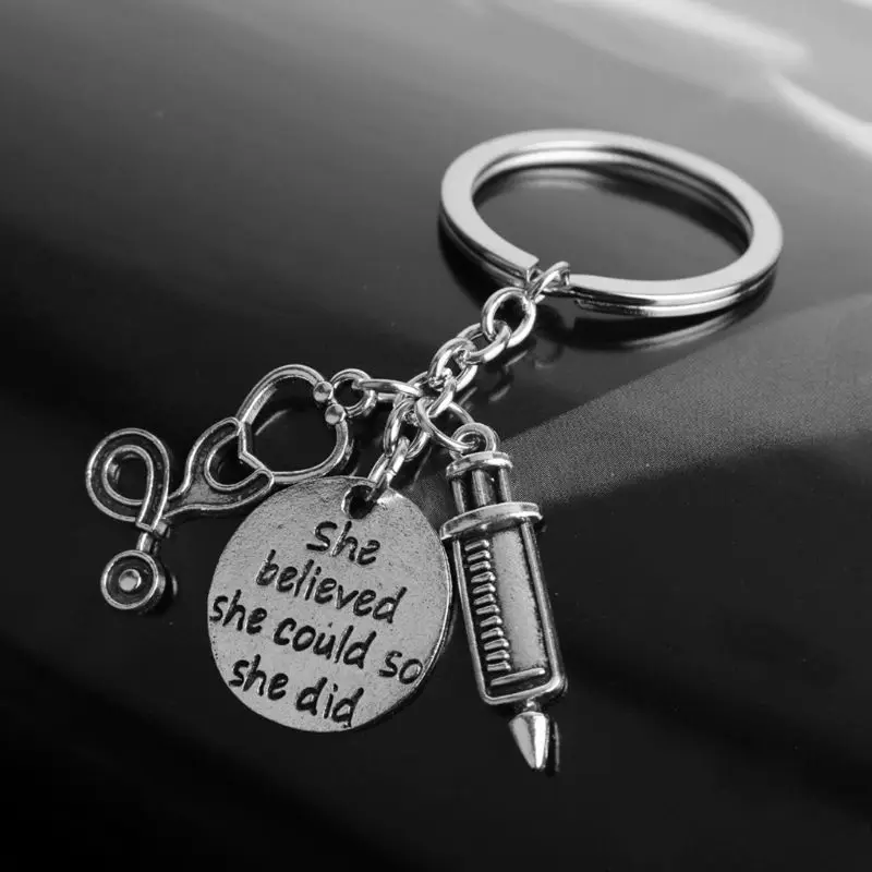 

M6CC серебряная, она верила, что сможет так она сделала медсестру, инжектор брелок-стетоскоп, вдохновляющие ювелирные изделия в подарок