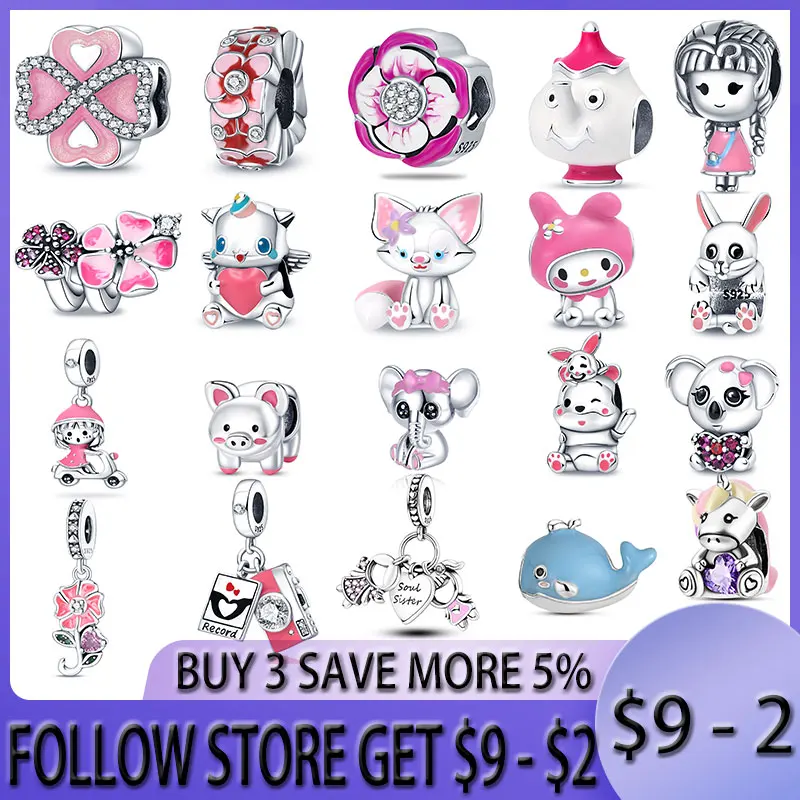 

Fits Original Pandara Bracelet Necklace 925 Silver Color Animal Marine life Charms Beads Women Silver Color Pendant DIY Jewelry