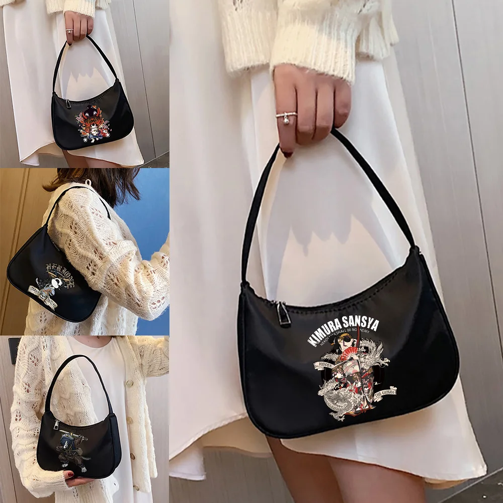 

Harajuku Fashion Shoulder Bag Hobo Bag Underarm Bag Crescent Bag Women's Bag Handbag Japanese Samurai Pattern Print Commuter Bag