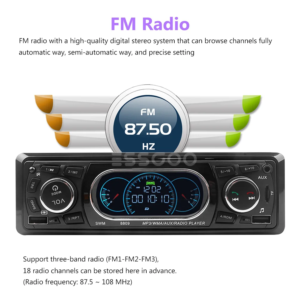 Фото Автомагнитола ESSGOO 1 Din, MP3-плеер в машину, автомагнитола с Bluetooth, FM, автомобильный мультимедийный, TF, AUX, автомобильное аудио, стерео для автомоб... №3