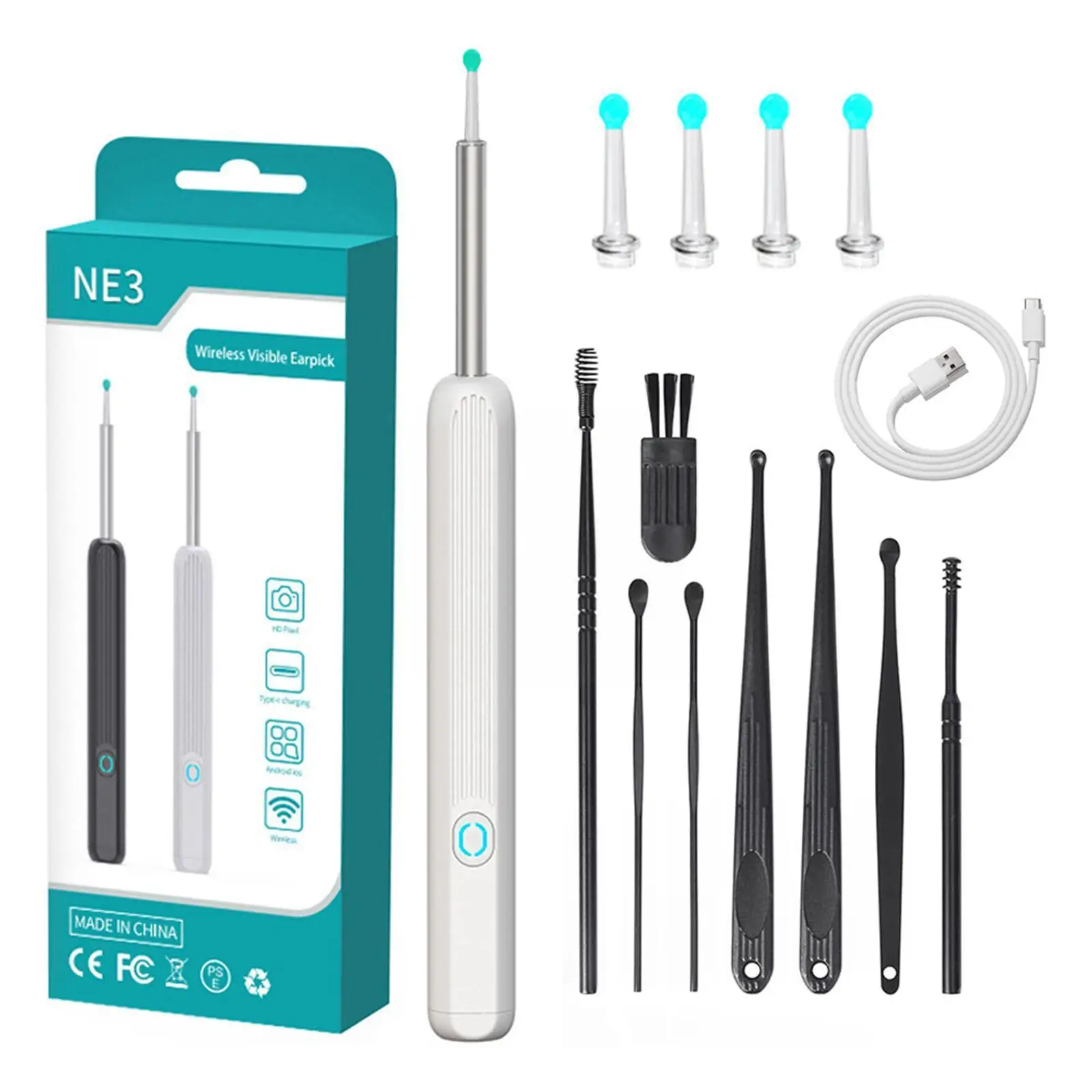 

Wireless Smart Visual Ear Cleaner Otoscope Ear Wax Removal Tool With Camera Ear Endoscope 1080P Kit For IPhone IPad Android V5K0