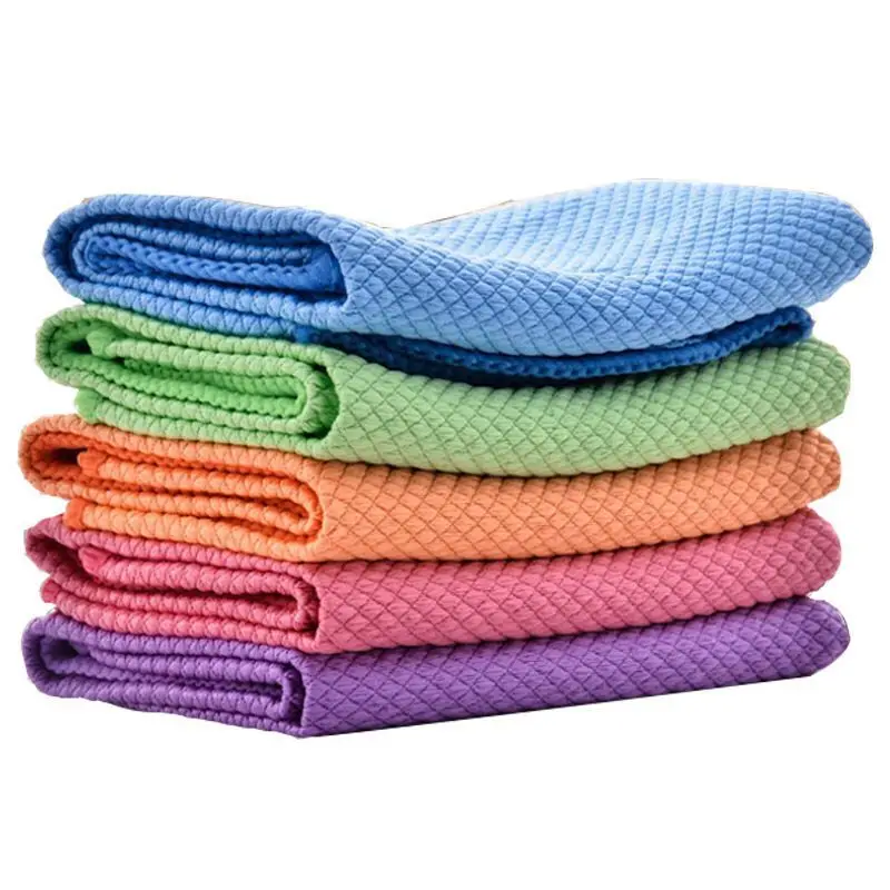 

Kitchen Cleaning Towel Thickened Absorbent Cloth Glass Cleaning Rag Anti-Grease Wiping Rags Absorbable Fish Scale Wipe Cloth