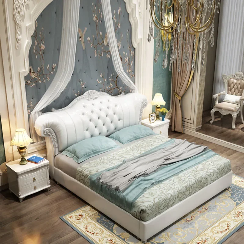 Роскошная детская двуспальная кровать скандинавское деревянное изголовье с