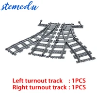 moc city train tracks running rails curved parts turnout track bifurcated track sets building block kids construction toys