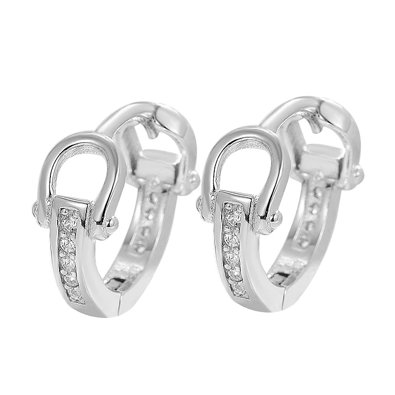 

S925 sterling silver personality horseshoe buckle earrings temperament contracted female jewelry