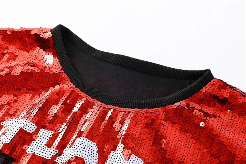 Футболка женская с коротким рукавом и блестками уличная одежда мультяшными