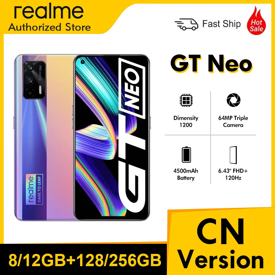 Смартфон realme GT Neo 5G 128 ГБ 6 43 Гц 120 дюйма 8 ядер 50 Вт 64 мп Wi-Fi NFC