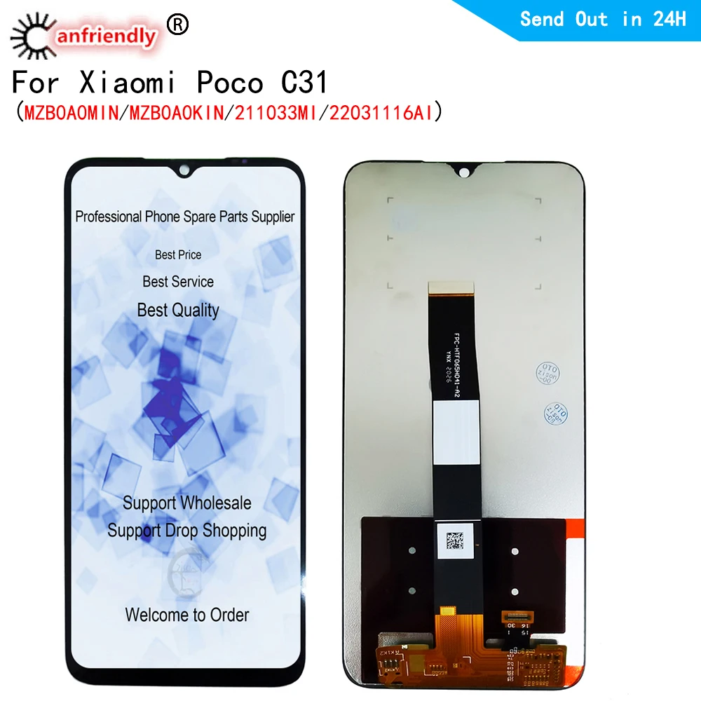 

6.53" IPS LCD For Xiaomi Poco C31 MZB0A0MIN MZB0A0KIN 211033MI LCD Display+Touch Panel Screen Digitizer with Frame Assembly