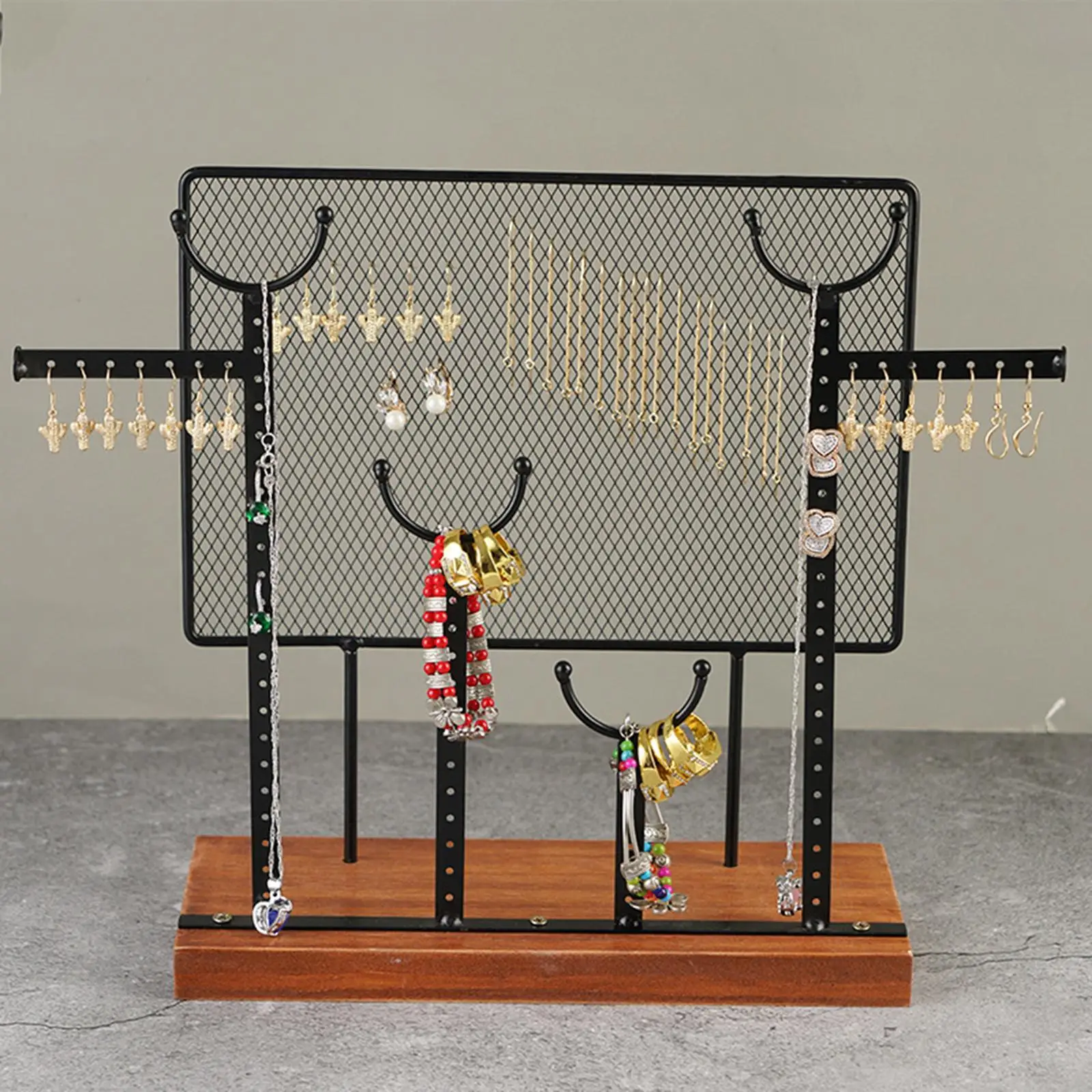 

Desktop Earrings Holder Storage Rack Decorative Wooden Base DIY Stand Organizer Jewelry Display Rack for Ear Stud Necklace Hotel