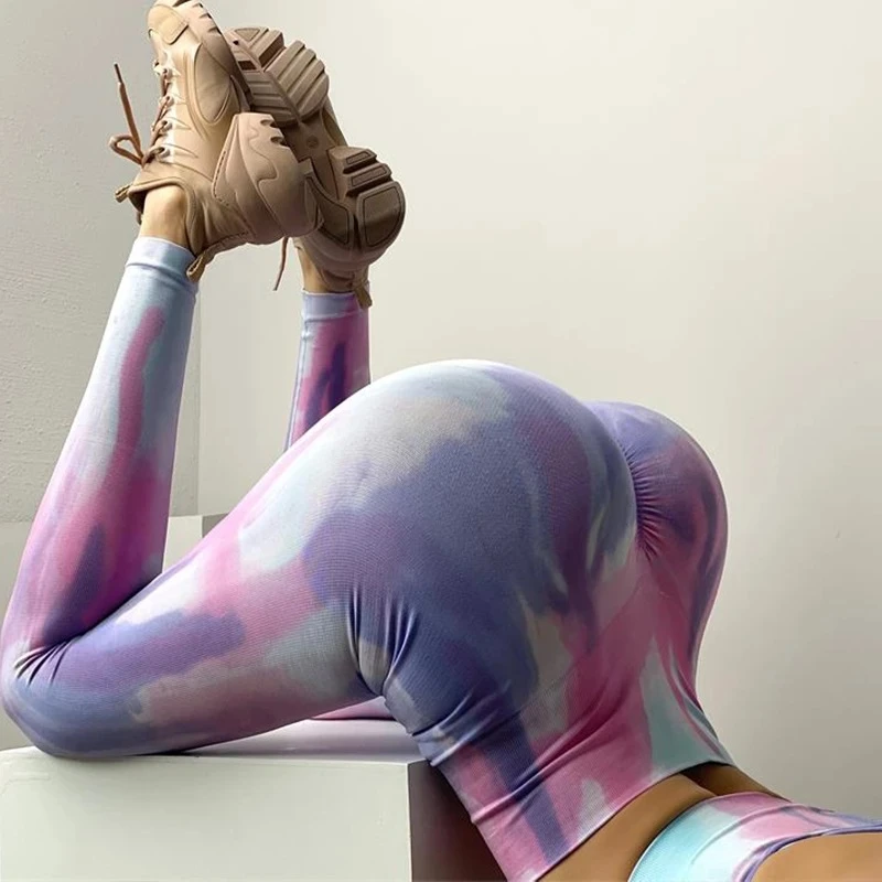 Tie dye Yoga High Waist Hips Tight Peach Buttocks Leggings Women Workout Running Sports Clothing Sexy Fitness Outerwear Pants