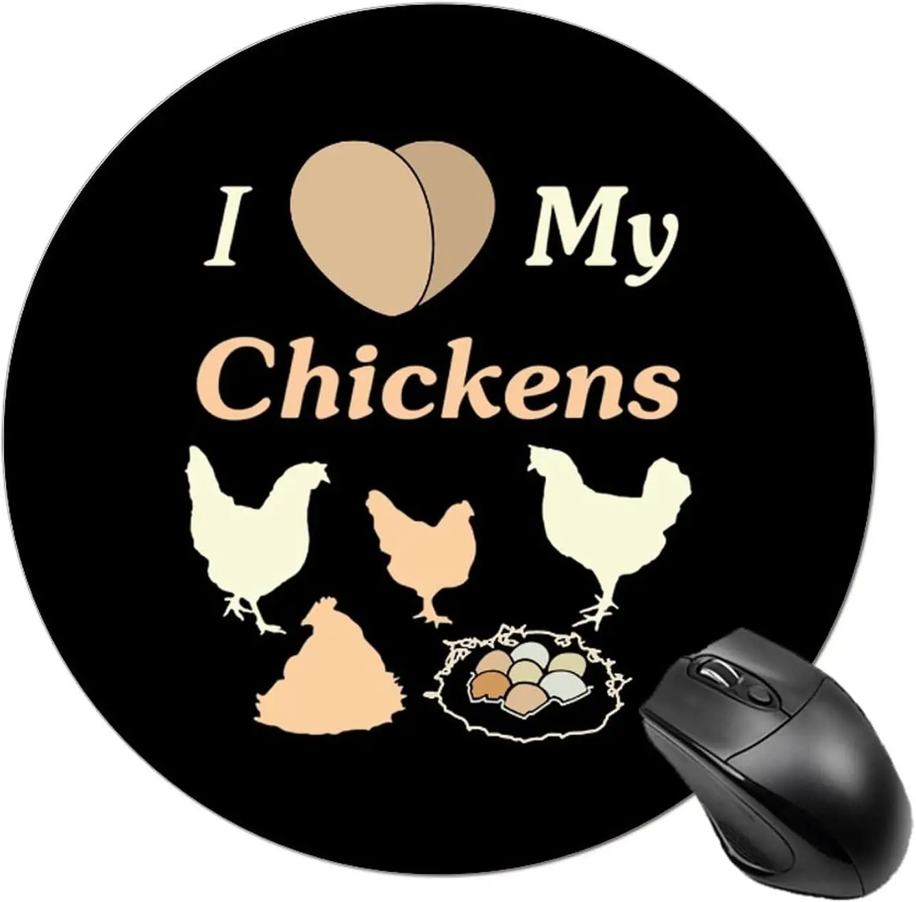 

I Love My Chicken Round Mouse Pad Cute MousePads Non-Slip Mouse Mat for Laptop Computer Work Office Home 7.9x7.9 Inch