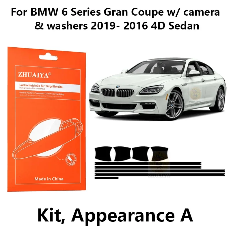 

ZHUAIYA Door Edge Guards Door Handle Cup Paint Protection Film TPU PPF For BMW 6 Series Gran Coupe w/ camera& washers 2019- 2016
