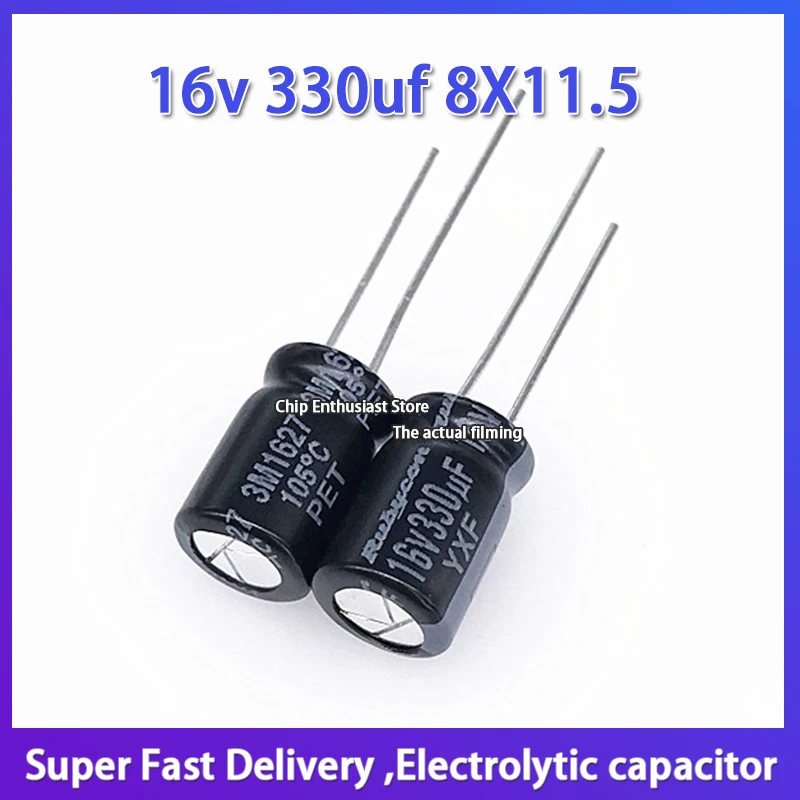10 шт. новый заказ импортный электролитический конденсатор Rubycon 16 В 330 мкФ 8x