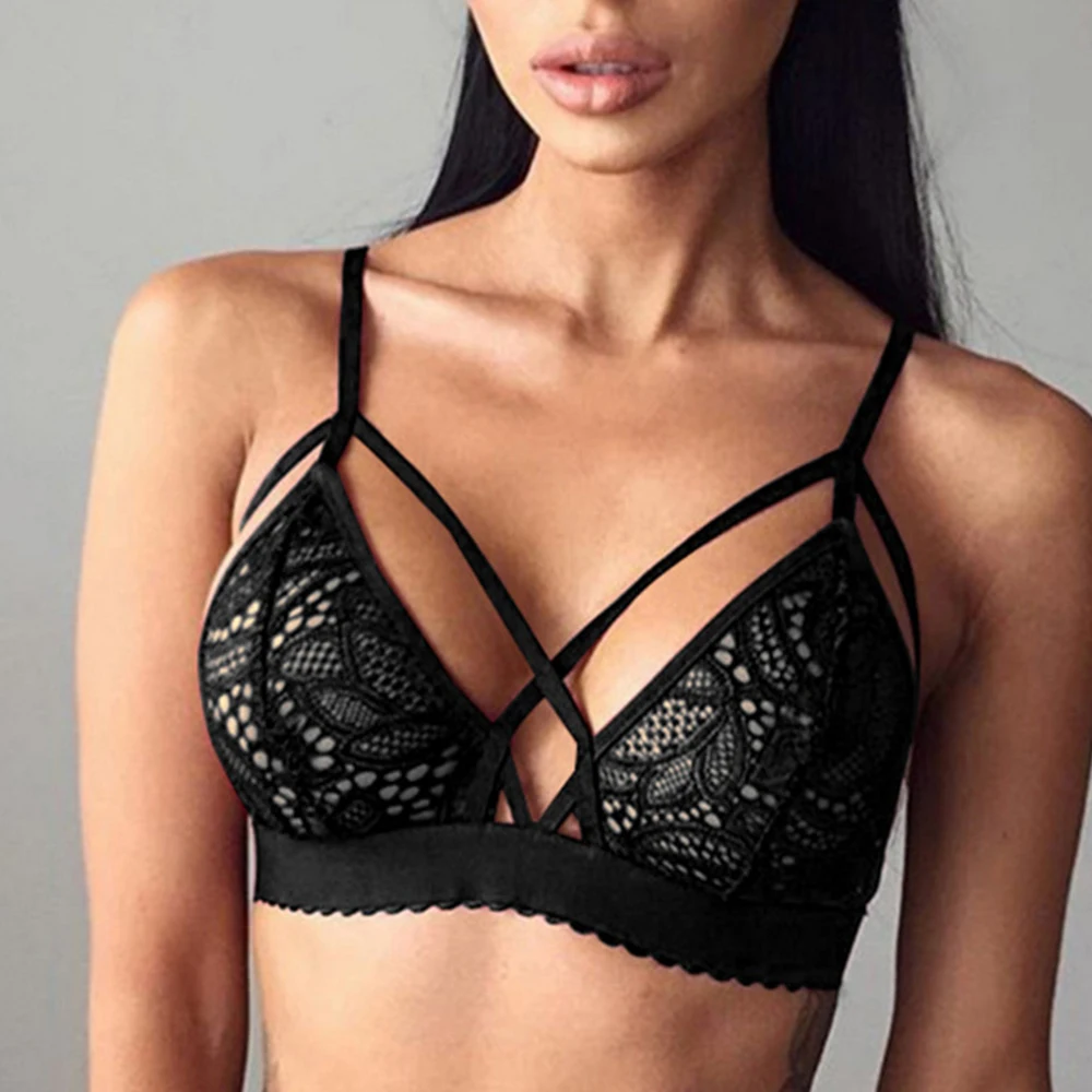 

Women Sexy Lace Bra Lingerie Push Up Hollow Flowers See-Through Transgender Lingerie Underwear Erotic Lingerie