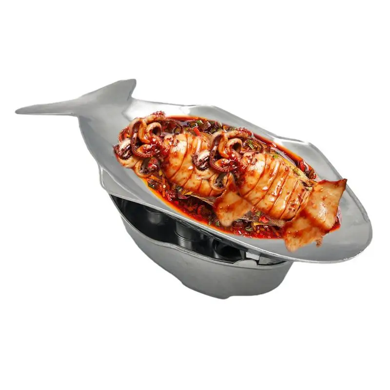 

Поднос для еды в форме рыбы, большая сервировочная тарелка с духовкой, алюминиевая тарелка, тайский стиль, уличная тарелка, набор для горячего блюда